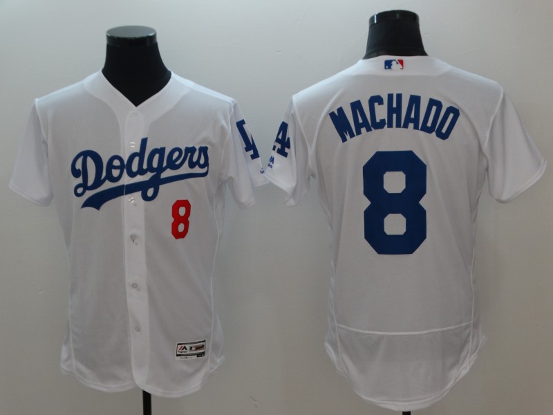 2018 Men Los Angeles Dodgers #8 Machado white jerseys->->MLB Jersey